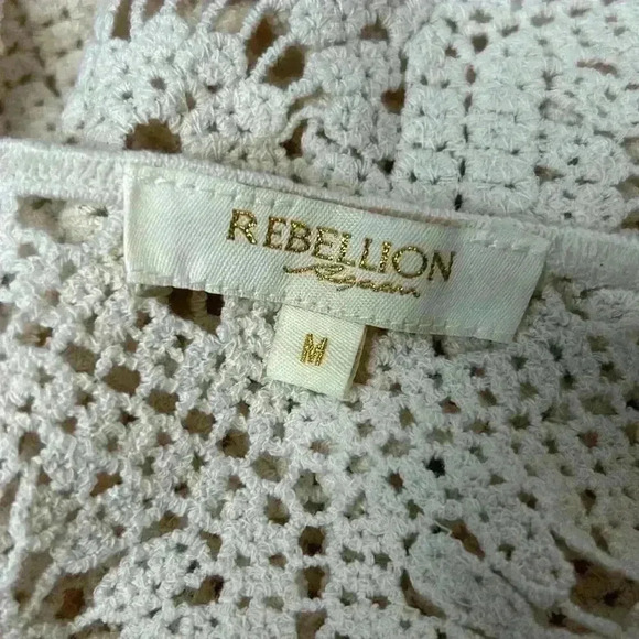 100% cotton, crochet open knit size medium crop top fiber rebellion - Picture 7 of 9